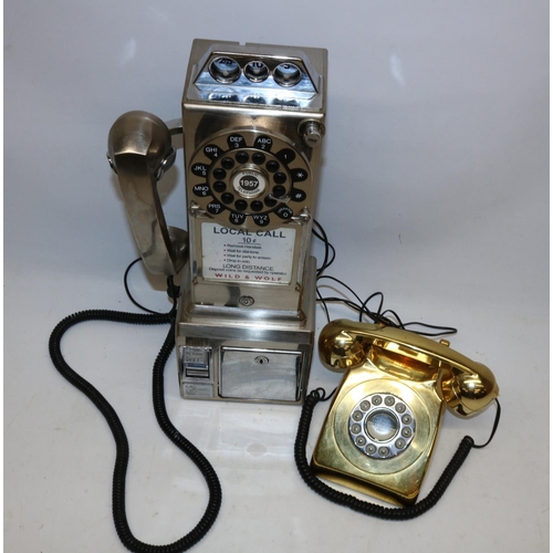 53 - Lisa George Collection - Wild and Wolf modern wall mounted telephone in the style of a 1950s diner s... 