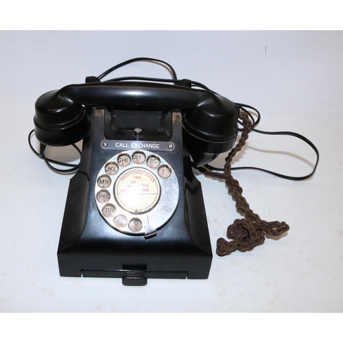 55 - Lisa George Collection - Mid 20th century black Bakelite GPO call exchange telephone