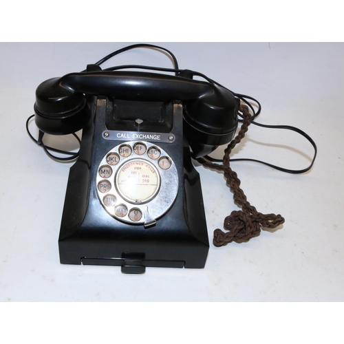 55 - Lisa George Collection - Mid 20th century black Bakelite GPO call exchange telephone