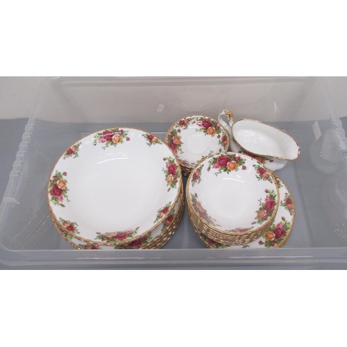 1200 - Royal Albert Old Country Roses dinner service with eight settings and tea ware to include, cafetiere... 