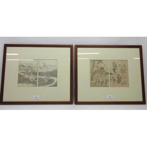 1211 - After Hokusai, Two Manga Series woodblock prints, three decorative Japanese prints and an interior s... 