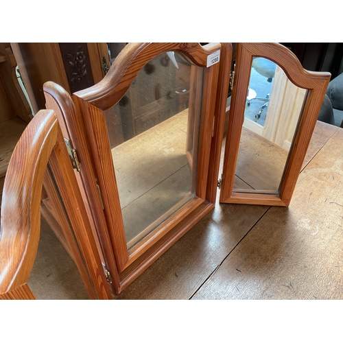 1280 - Pine freestanding dressing table triple mirror