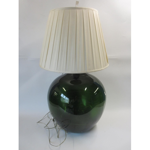 574 - Les Dennis Collection - Green glass Carboy floor lamp with shade