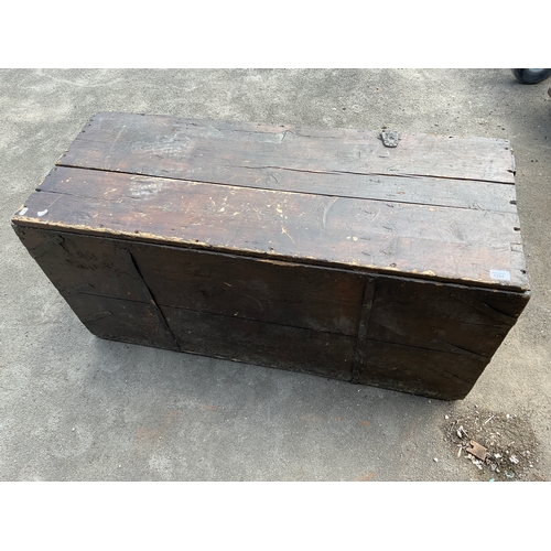 1284 - C20th stained pine metal bound trunk