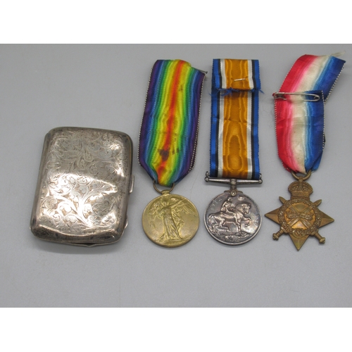 801 - WW1 pair and 1914-1 Star to 2653 PTE.W.H. SLATER. YORK & LANC. R. with ribbons, and a hallmarked sil... 