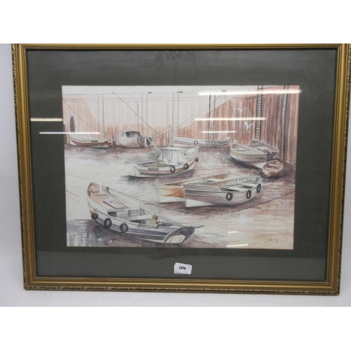 1204 - Desmond 'Des' G Sythes (British 1929-2008); 'Dock End Whitby' watercolour heightened with white, sig... 