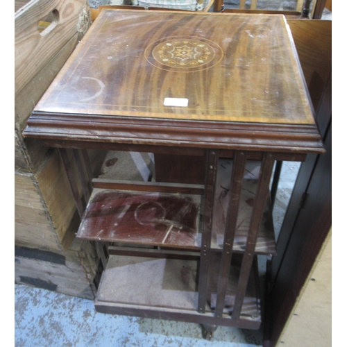 575 - Les Dennis Collection - Edwardian inlaid mahogany revolving bookcase, W49cm D49cm H90cm