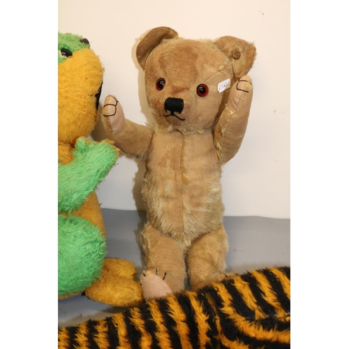 1260 - Collection of vintage soft toys, incl. Merrythought teddy bear, black poodle, badger, Chad Valley be... 