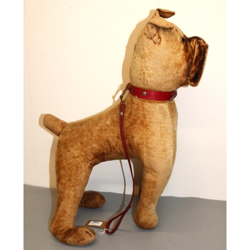 1262 - Large vintage boxer dog soft toy with red lead and collar,  H56cm