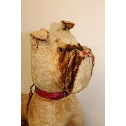 1262 - Large vintage boxer dog soft toy with red lead and collar,  H56cm