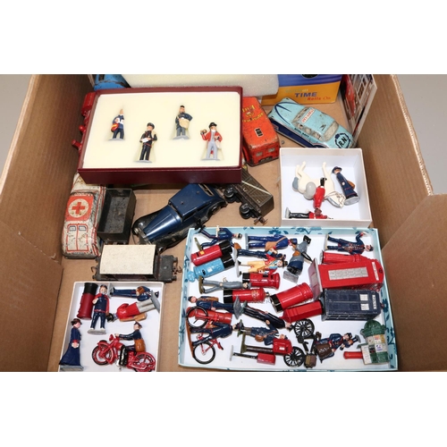 1264 - Collection of BFM Collectables '200 Years of British Postmen' lead figures, tin plate cars, rolling ... 