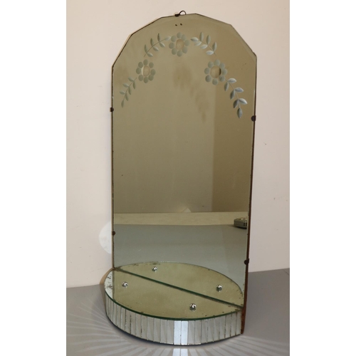 67 - Lisa George Collection - Art Deco table top dressing table mirror or wall hanging mirrored sconce, w... 