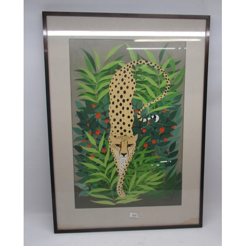 568 - Les Dennis Collection - D. Abrams (Contemporary); Leopard in the Jungle, acrylic oil on board, signe... 