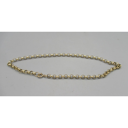 6 - 9ct yellow gold belcher chain necklace, stamped 9k, 36cm, 13.0g