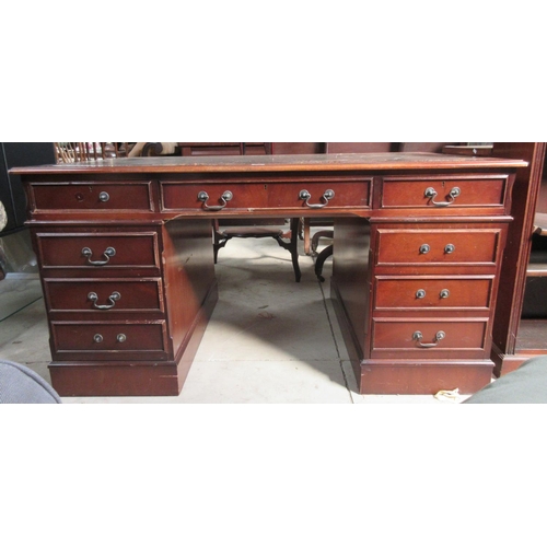 1274 - George III style mahogany kneehole desk, with inset leather top, W153cm D93cm