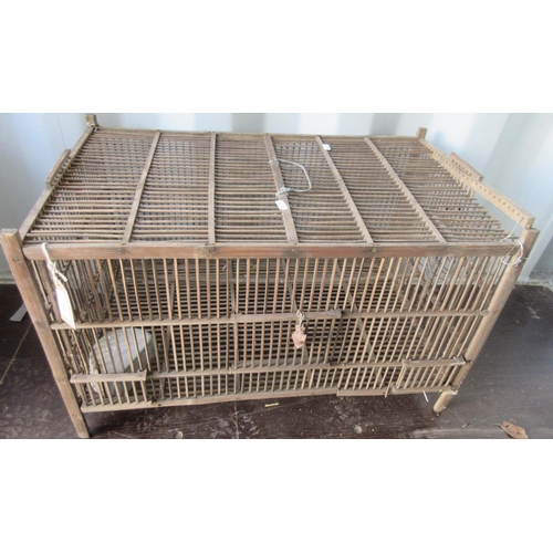 841 - Bamboo rectangular bird cage, W65cm D38cm H40cm