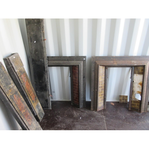 843 - Victorian marble fire surround and two cast iron inserts with tiled cheeks