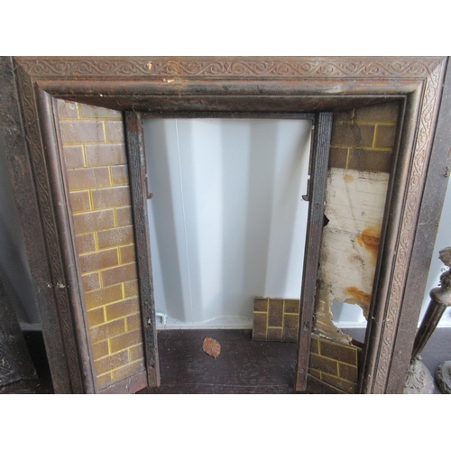 843 - Victorian marble fire surround and two cast iron inserts with tiled cheeks