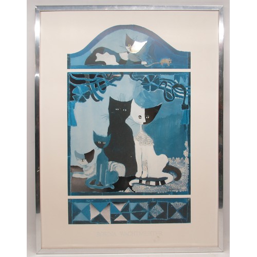 569 - Les Dennis Collection - Rosina Wachtmeister (Contemporary); Three stylised studies of cats, colour p... 