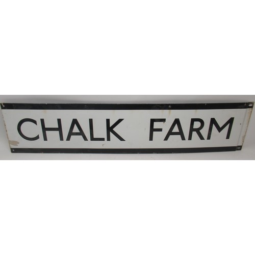 572 - Les Dennis Collection - Black and white enamel 'Chalk Farm' sign, marked DN18466/15, 23cm x 104cm