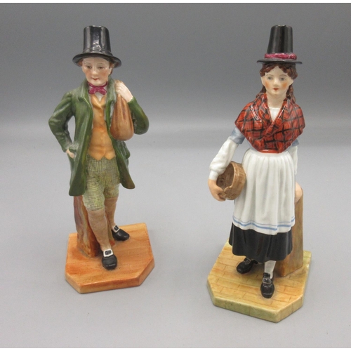 1205 - Pair of Royal Worcester figures 'Welshman' modelled by G. Evans(1896) and 'Welsh Girl' modelled by E... 