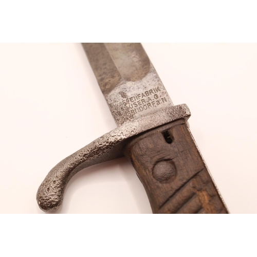 284 - WWI Waffenfabrik German M98 'butcher blade' bayonet, without serial number. Blade L36cm