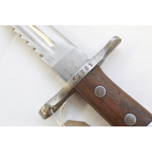 289 - Unusual Swiss M1914 saw-back bayonet in excellent condition, complete with original scabbard blade L... 