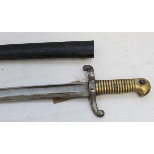 294 - French model 1842 Yataghan bayonet, complete with original scabbard. Blade L57cm