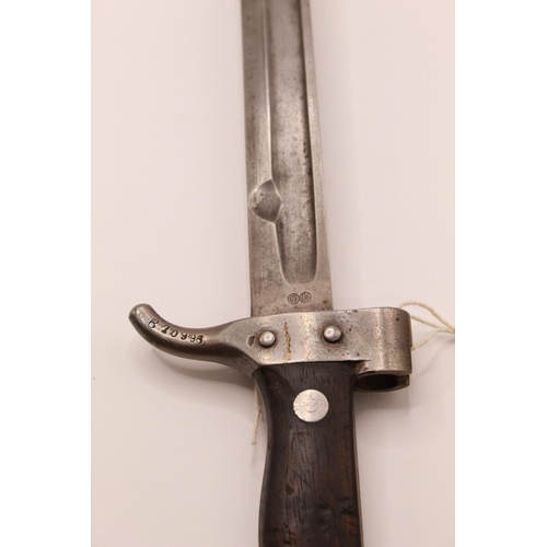 295 - French 1892 Berthier Carbine bayonet, complete with original scabbard. Serial no. B70996 to guard. B... 