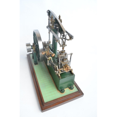 1000 - Stuart live steam stationary beam engine model with single wood clad vertical cylinder in excellent ... 