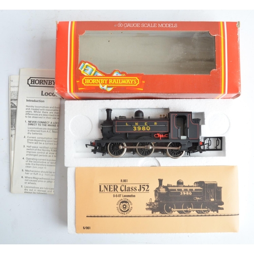 1031 - Three OO gauge LNER black livery electric steam train models to include Hornby R861 Class J52 0-6-0T... 