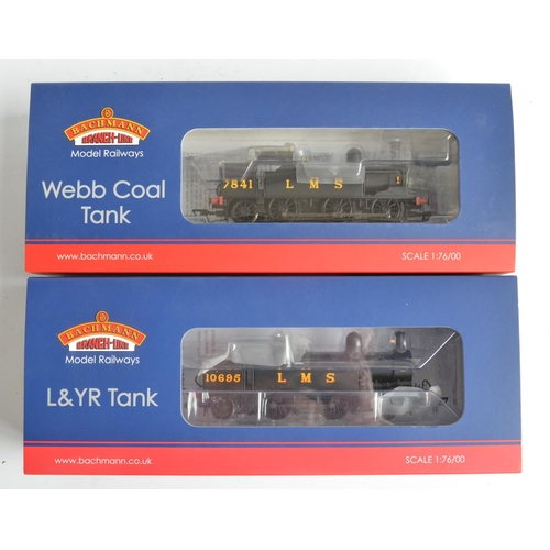 1033 - Two OO gauge LMS black livery electric steam tank locomotive models from Bachmann to include 31-165 ... 