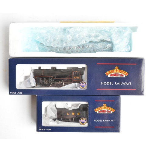 1034 - Three OO gauge LMS black livery electric steam train models to include Bachmann 32-227 3F Jinty 7524... 