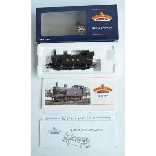 1034 - Three OO gauge LMS black livery electric steam train models to include Bachmann 32-227 3F Jinty 7524... 