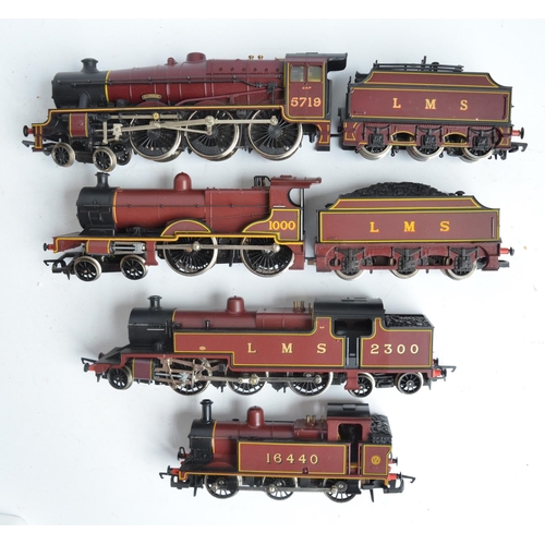 1035 - Four OO gauge LMS crimson liveried electric steam locomotive models to include Hornby R301 Class 3F ... 