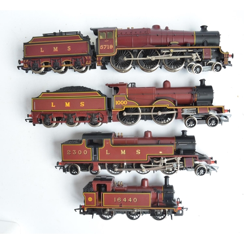 1035 - Four OO gauge LMS crimson liveried electric steam locomotive models to include Hornby R301 Class 3F ... 