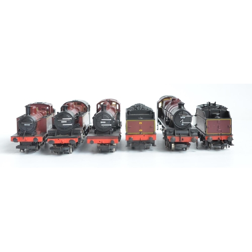 1035 - Four OO gauge LMS crimson liveried electric steam locomotive models to include Hornby R301 Class 3F ... 