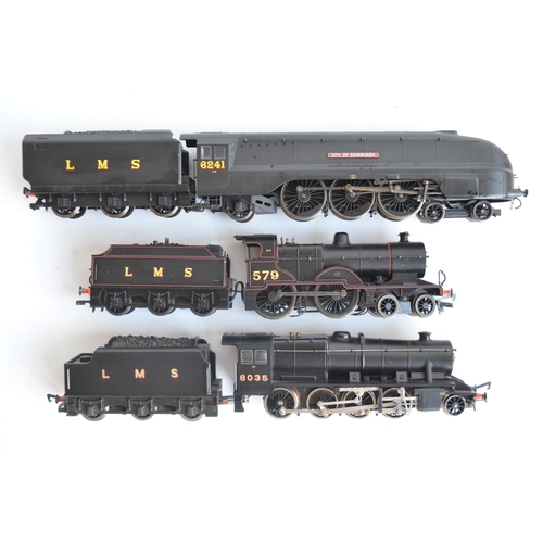 1037 - Three boxed Hornby OO gauge electric steam train models, all LMS black livery to include R2270 'Supe... 