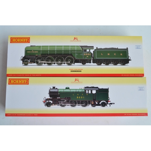 1041 - Two Hornby OO gauge electric steam train models, both in LMS lined green livery to include R2912X Th... 