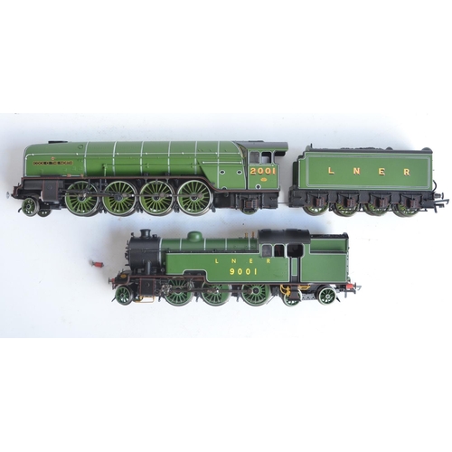 1041 - Two Hornby OO gauge electric steam train models, both in LMS lined green livery to include R2912X Th... 