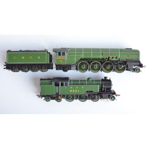 1041 - Two Hornby OO gauge electric steam train models, both in LMS lined green livery to include R2912X Th... 