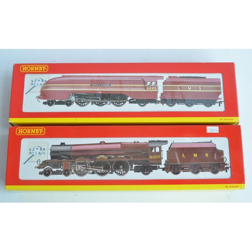 1044 - Two Hornby OO gauge 'Super Detail' electric steam train models, both in LMS crimson livery to includ... 