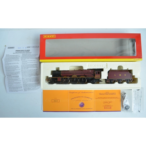 1045 - Two Hornby OO gauge electric steam train models, both in LMS crimson livery to include R2215 limited... 