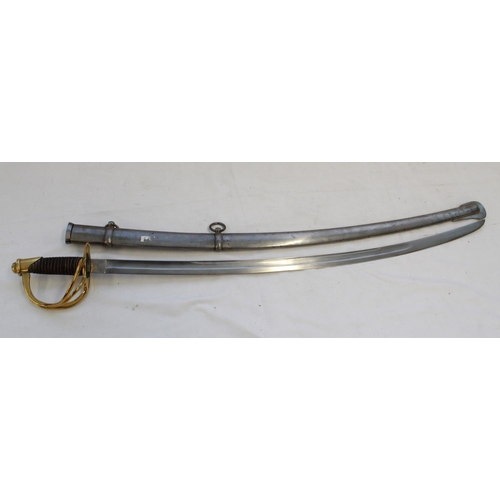 255 - Good copy of an 1860 pattern light Cavalry sabre. Stamped US ADK serial number 12165