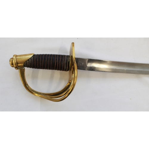 255 - Good copy of an 1860 pattern light Cavalry sabre. Stamped US ADK serial number 12165