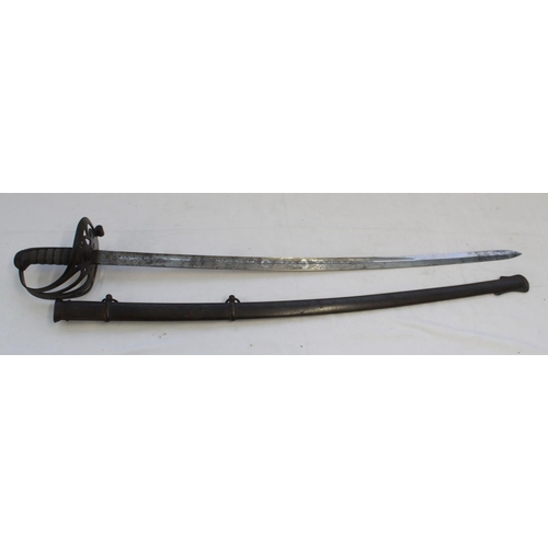 256 - Victorian light Infantry Officers sword. Blade is with etched detail including Light Infantry bugle ... 