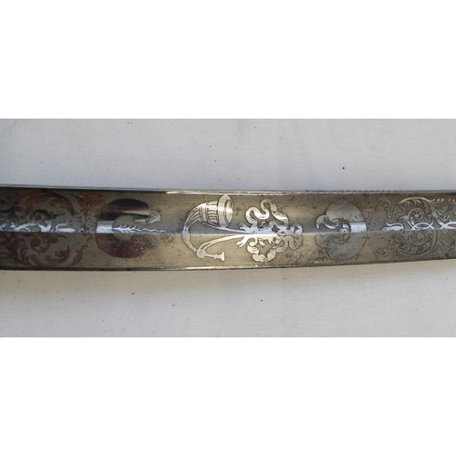 256 - Victorian light Infantry Officers sword. Blade is with etched detail including Light Infantry bugle ... 