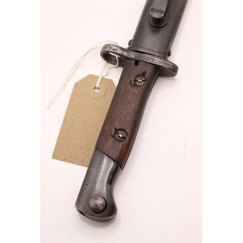 306 - Simson and Co of Suhl marked M1871/84 Mauser knife bayonet, complete with scabbard. Serial no. B4368... 