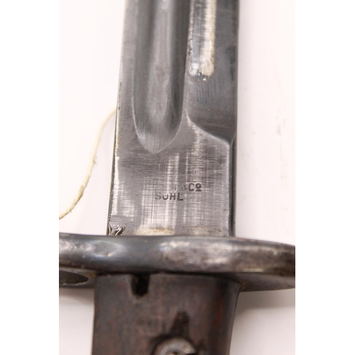 306 - Simson and Co of Suhl marked M1871/84 Mauser knife bayonet, complete with scabbard. Serial no. B4368... 