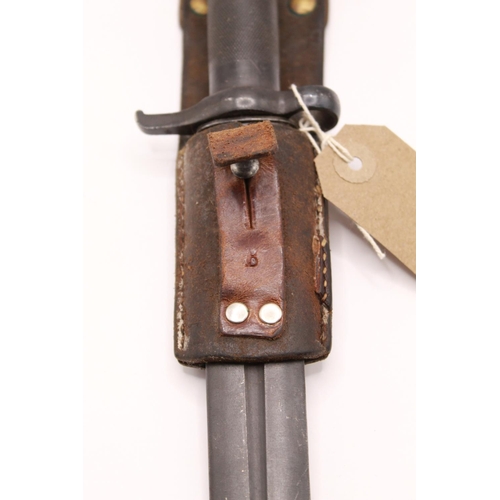 311 - Swedish M1896 Mauser knife bayonet, complete with scabbard and 'B' marked vertical strapped frog. Se... 